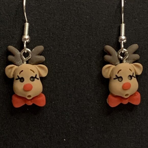 Reindeer Earring, Rudolph Earring, Gift Idea, Christmas Earring, Holiday Earring - Picture 1 of 6